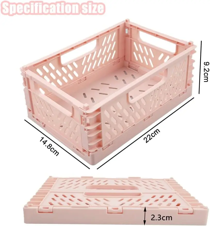 2 PCs Plastic Folding Storage Baskets, 15x22x9cm Storage Plastic Folding Box, for Bedroom, Office, Bathroom, Toiletry, Cosmetics