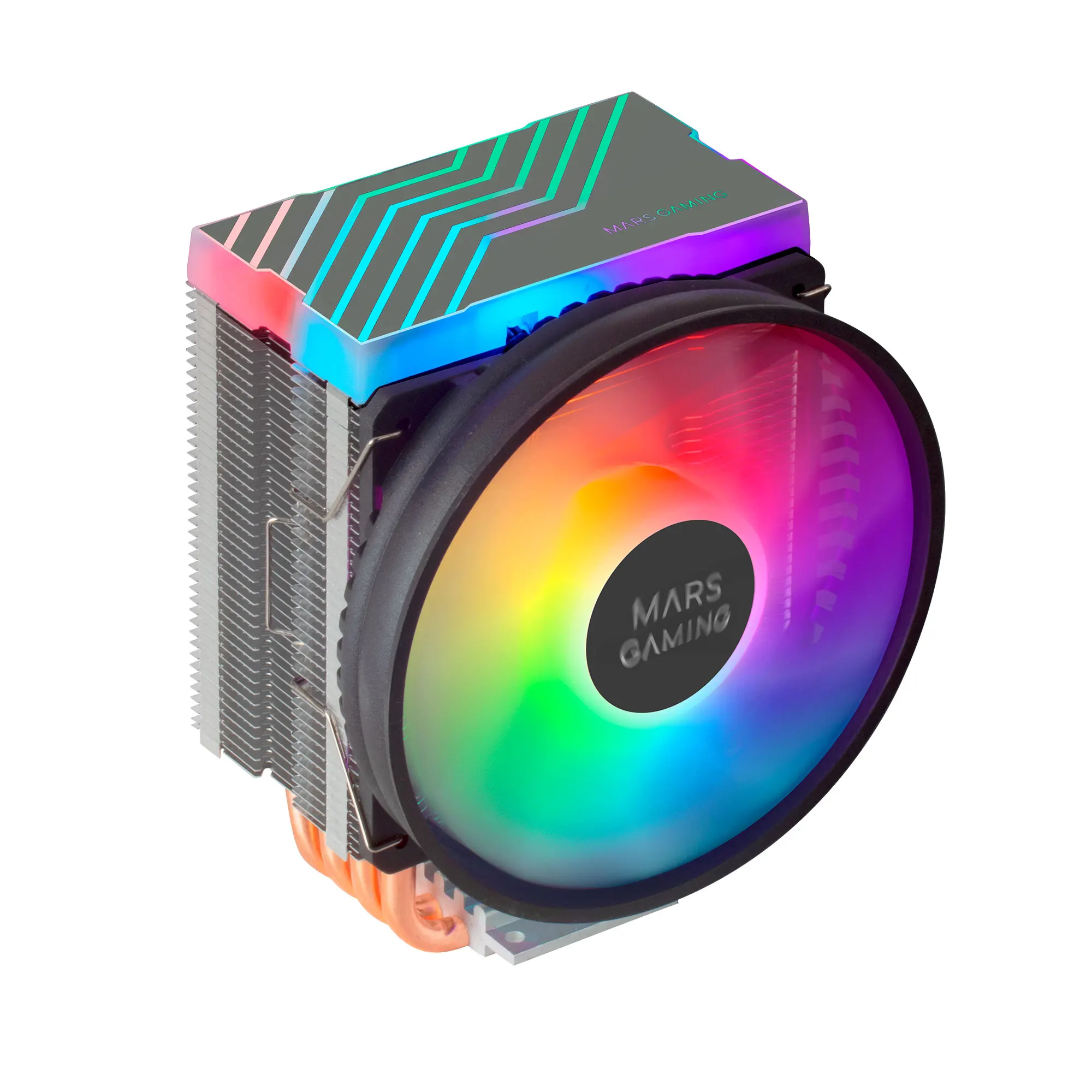 Mars Gaming MCPU44, Disipador CPU Dual ARGB, 4 Heatpipes 160W TDP, Ultra-silencioso PWM 110mm, Multisocket Universal con Soporte 1700, Disipador Gaming Negro