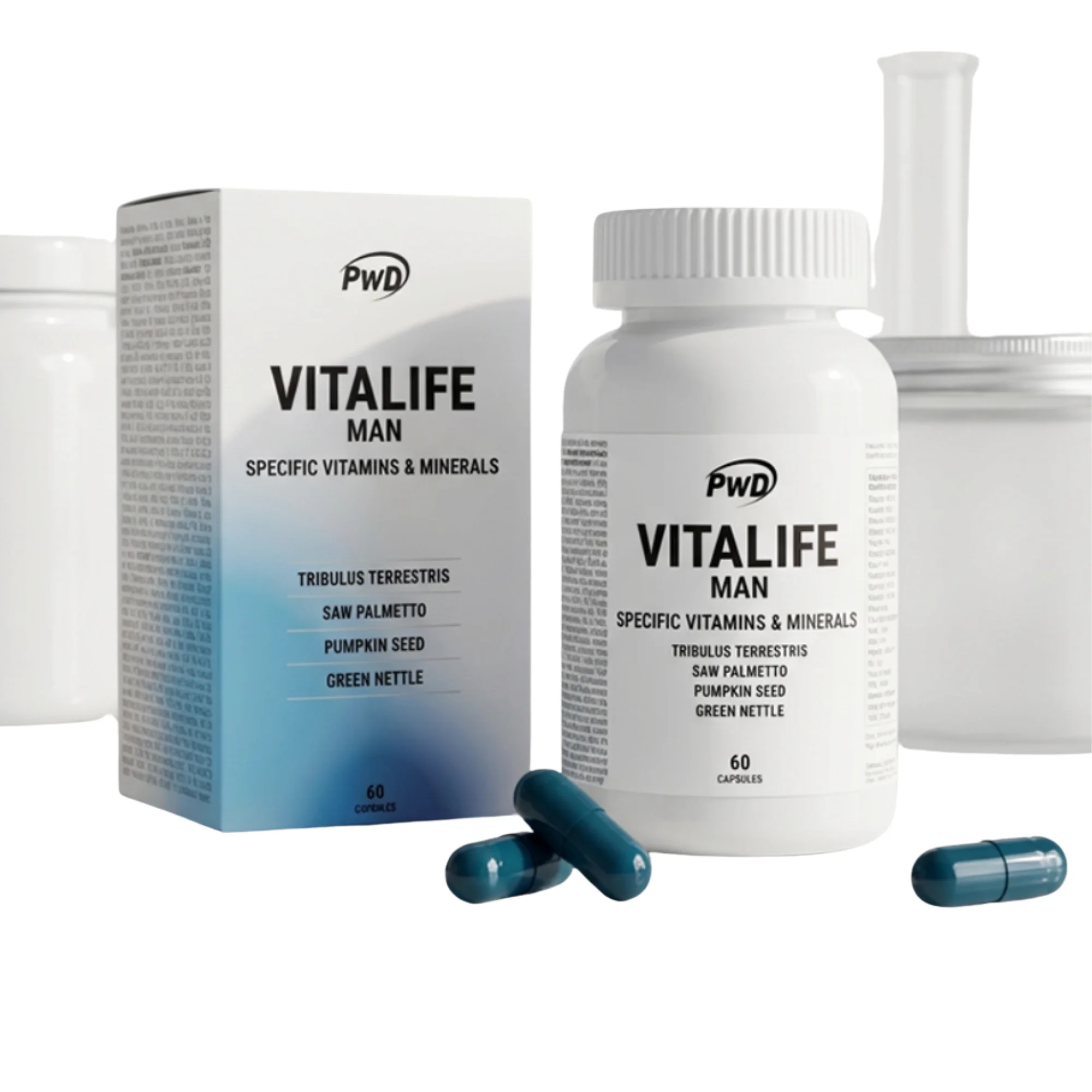 Multivitamínico, Vitaminas y Minerales Hombre PWD Man 60 Caps Energía y Defensas