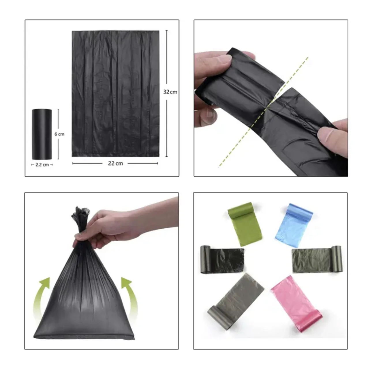 Packs dog droppings bags 300/600/900 bags multi-colored or black, easy to use. WKL Store