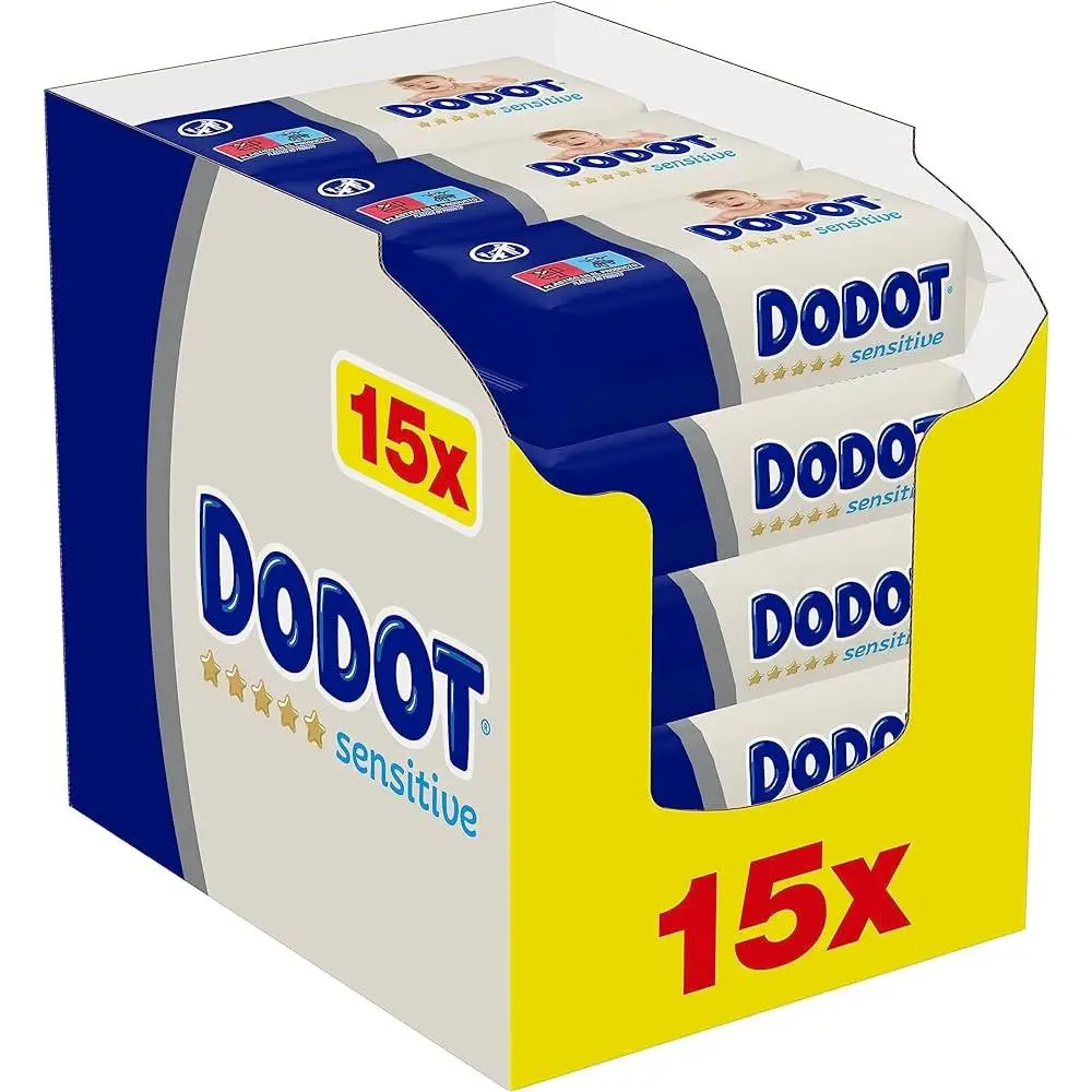 Dodot Toallitas Sensitive para Bebé, Óptima Protección para la Piel de Dodot, 810 Toallitas, 15 Paquete (15x54)