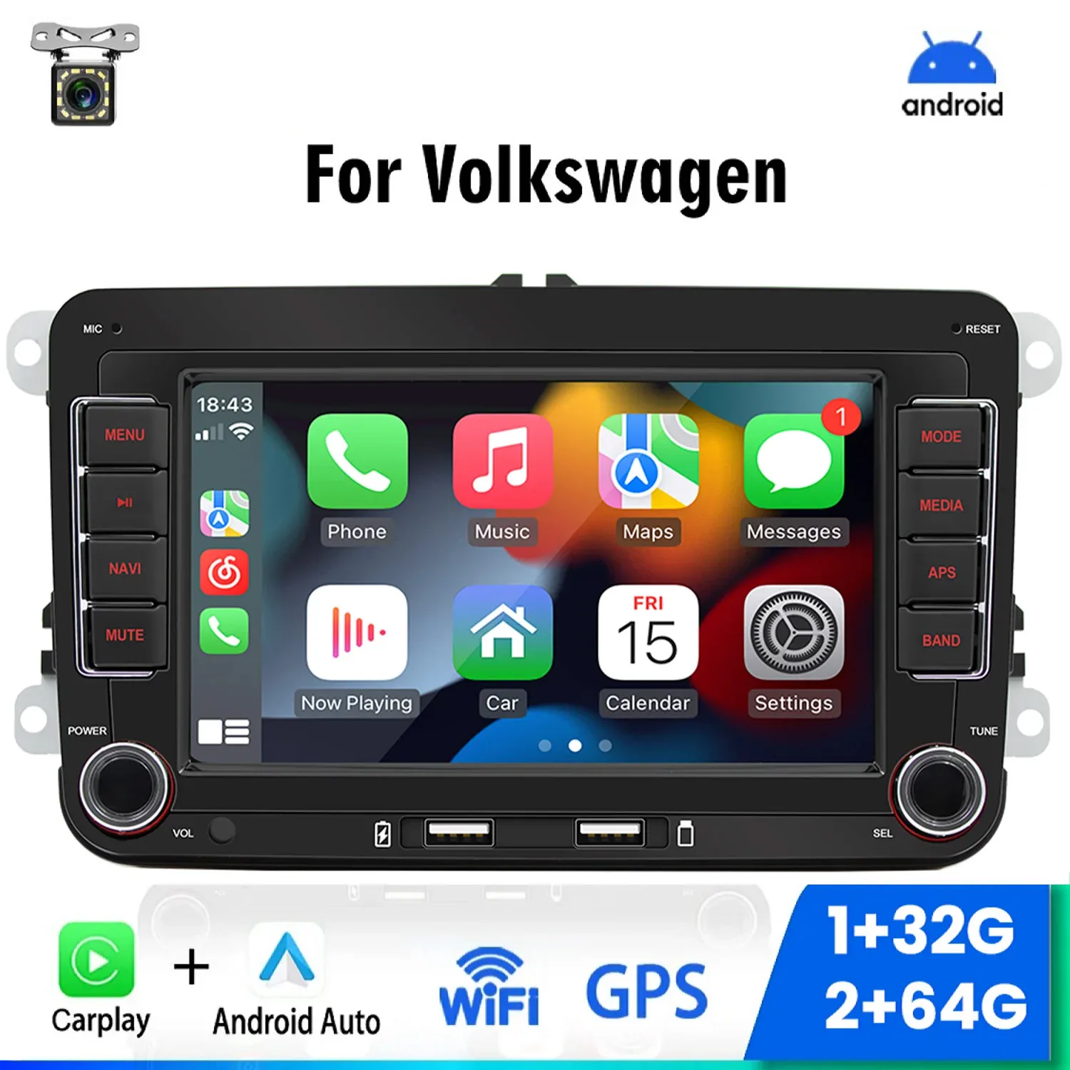 2Din Car Android Radio for Volkswagen Golf 5 6 Polo Passat B6 B7 CC Skoda Jetta Universal Multimedia Carplay Wifi GPS Navigation