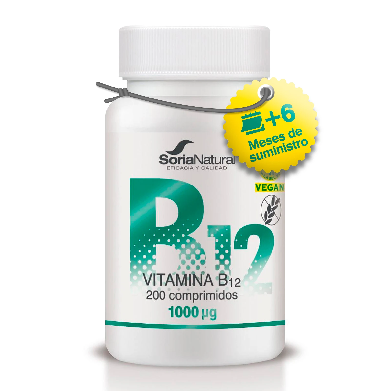 Vitamina B12 1000μg Soria Natural - 200 comprimidos para +6 Meses