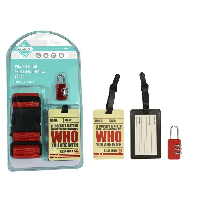 Lagart set 3u travel (suitcase tape, id card and padlock) set 14x1x28 cms. - Product Main Image