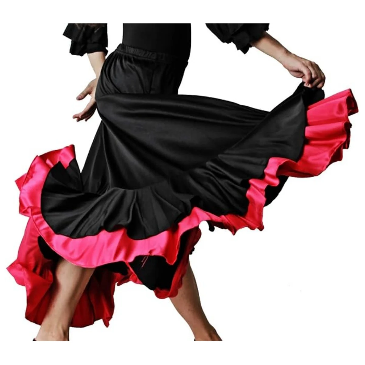 Falda Profesional de Baile Danza Flamenco o Sevillanas para Mujer Falda con Doble Volante en Falda en 6 Colores Disponibles