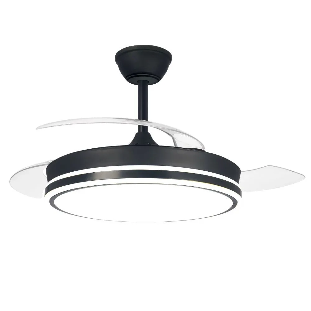 Akunadecor – Ventilador de techo modelo PITIJOPO negro motor DC 6 velocidades Tecnología Led 45W