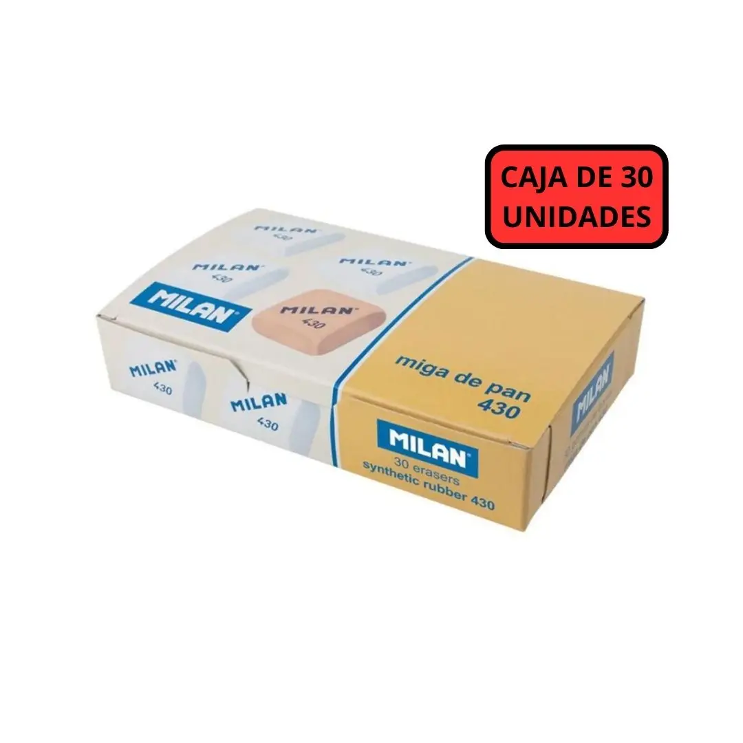 430 MILAN eraser-square 430 bread crumb-boxes of 30 gums MILAN 430 of three colors assorted white, green and pink-box of 30 430 MILAN gums