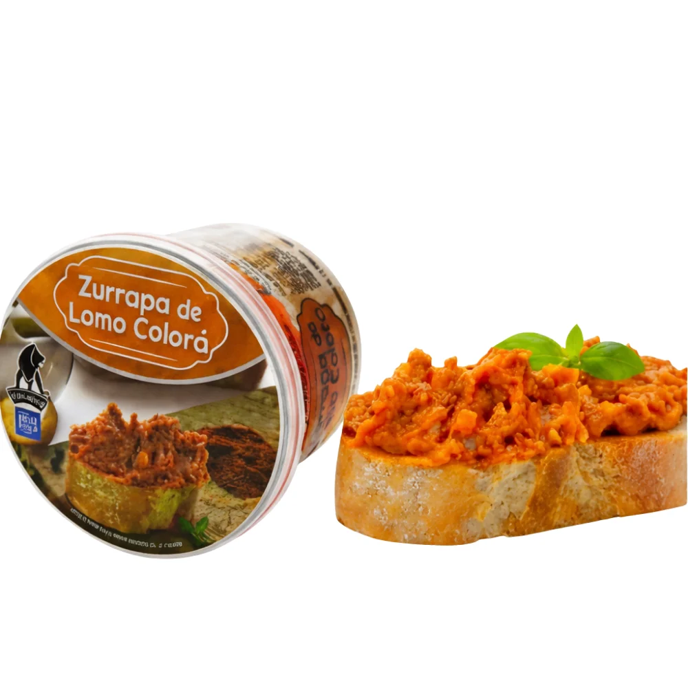 Zurrapa de lomo colorá artesanal en manteca ibérica, tarrina 500g, ideal para untar en desayunos y aperitivos, Icarben