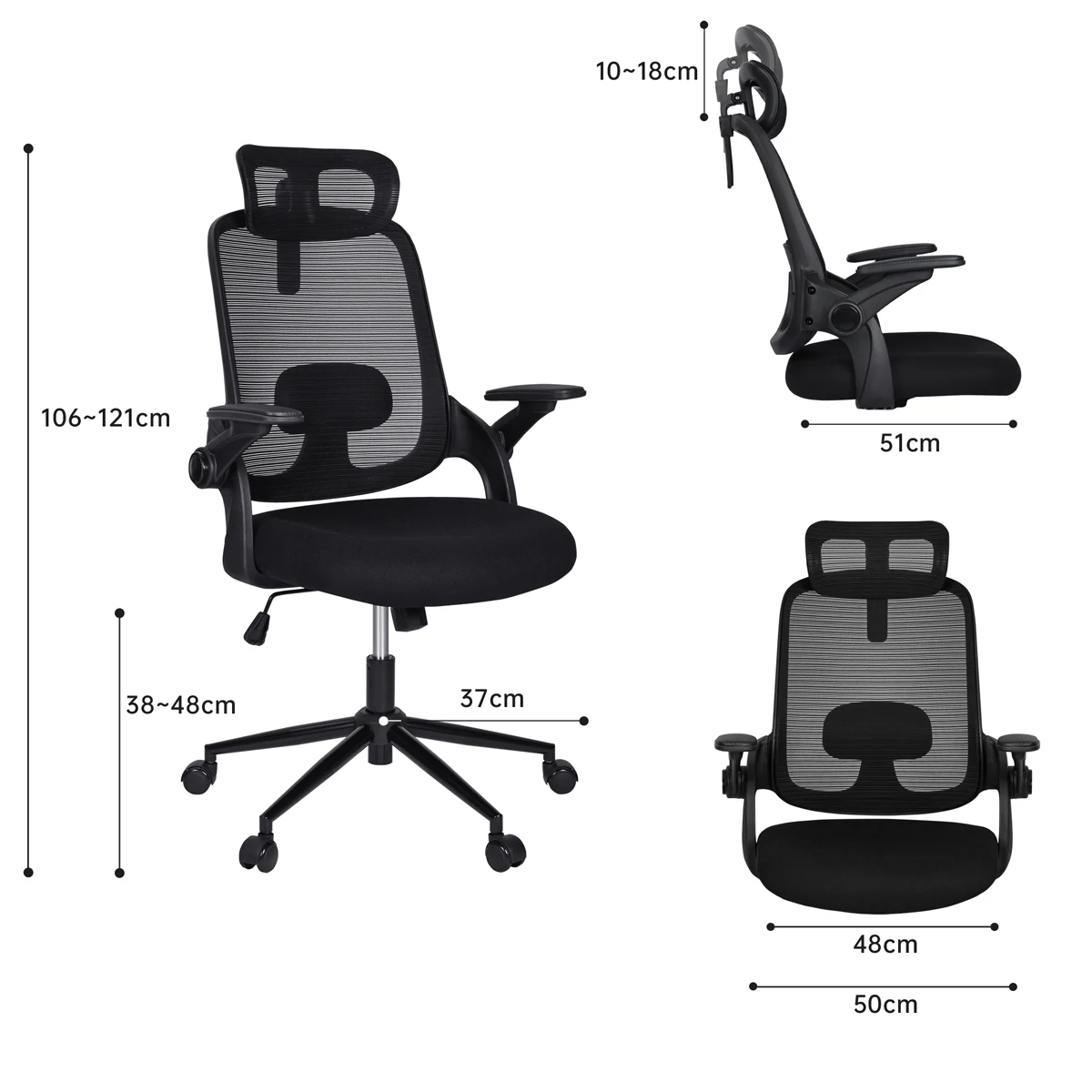 T-Lovendo Office Chair 6102-BLACK features ergonomic design, adjustable height, and lumbar support, crafted with breathable mesh for ultimate comfort during long work hours, ideal for home office or study settings. #2