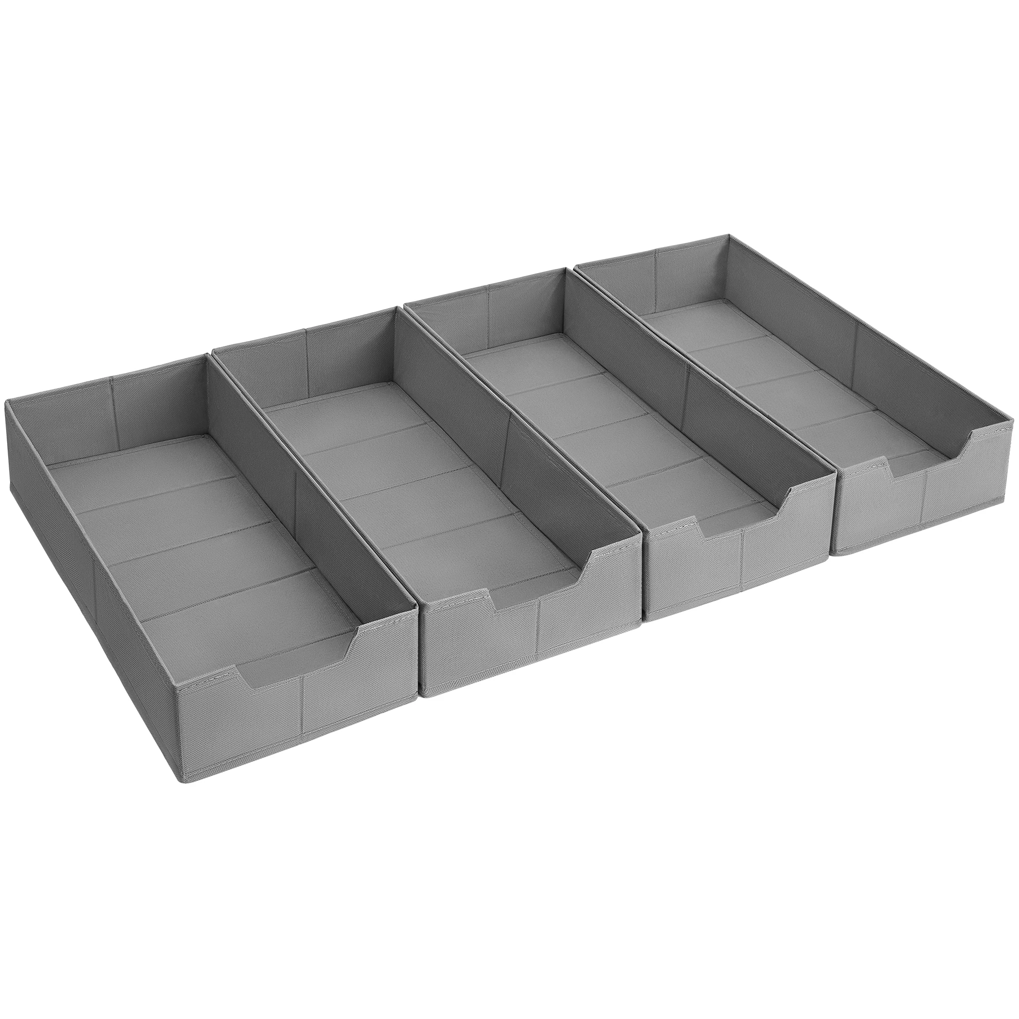 SONGMICS Juego de 4 Organizadores para Cajones de Ropa Interior, para Cómodas PAX de IKEA, Sin Divisores, Plegables, Armario, 50 x 22 x 10 cm, para Calcetines, Gris Paloma