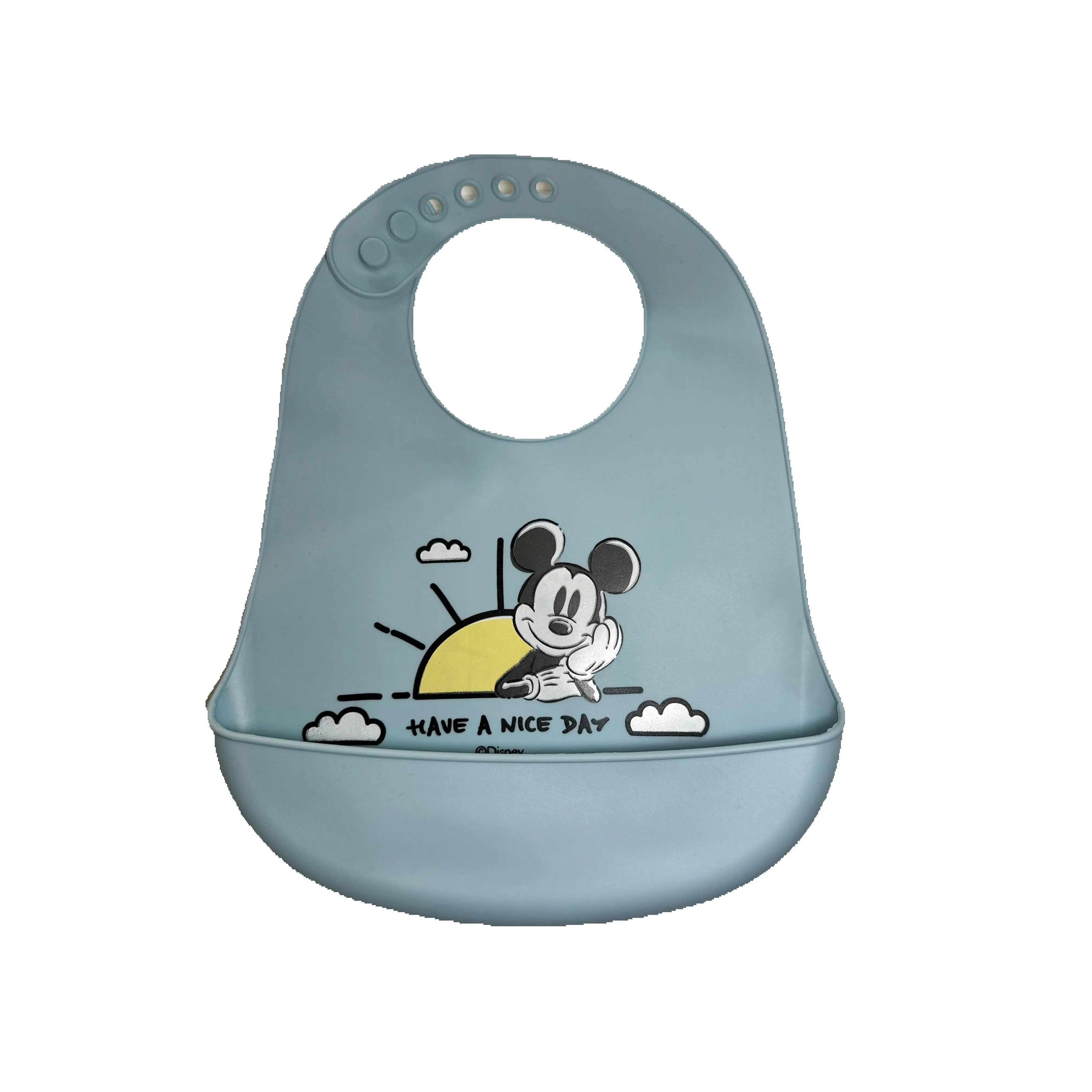 Babero de Silicona Mickey Mouse – Antimanchas, Ajustable y Fácil de Limpiar - hy00180