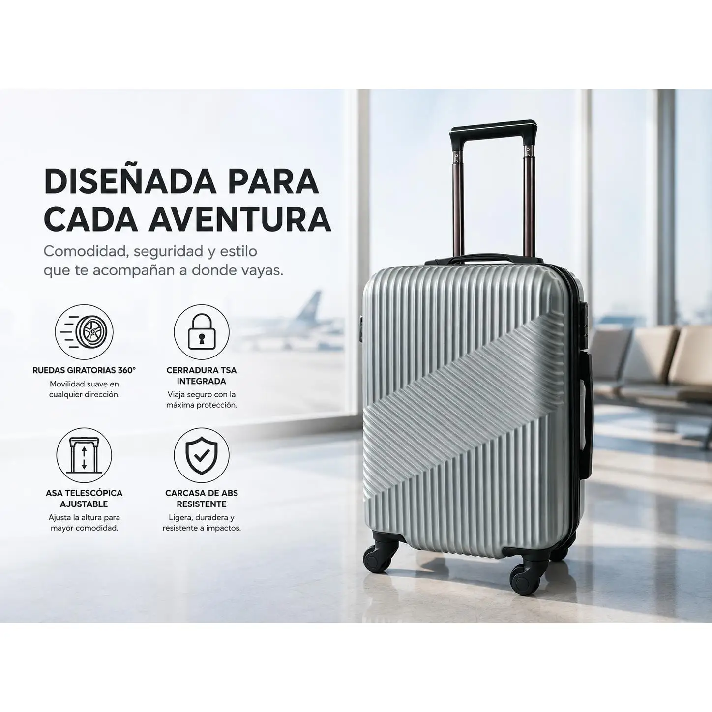 Maleta de viaje, maleta cabina, maleta de mano para avión, maleta ligera, equipaje de mano, maleta ABS,maleta moderna. Andely