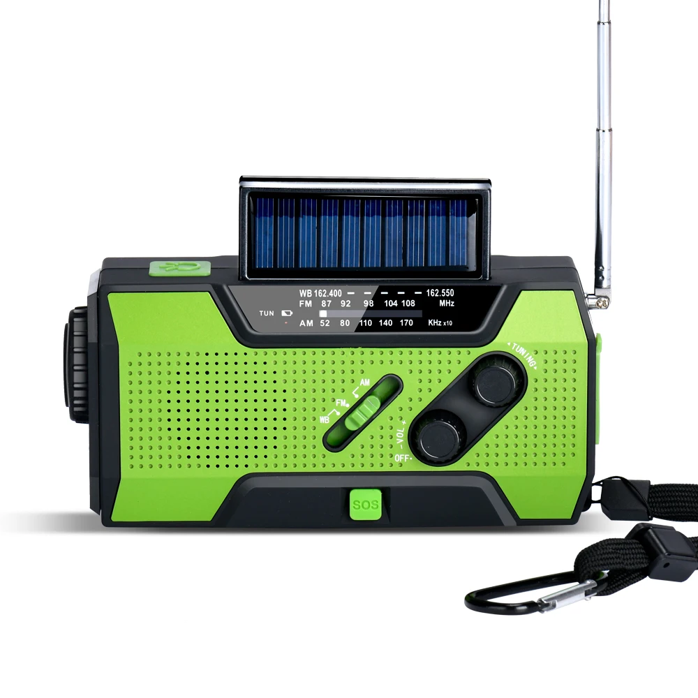 Radio de Emergencia con 5 Métodos de Carga | Solar | Manivela | USB | Pilas | Batería Recargable de 4000 mAh, Radio AM/FM/NOAA, Linterna LED y Alerta Meteorológica Ideal para Camping y Situaciones de