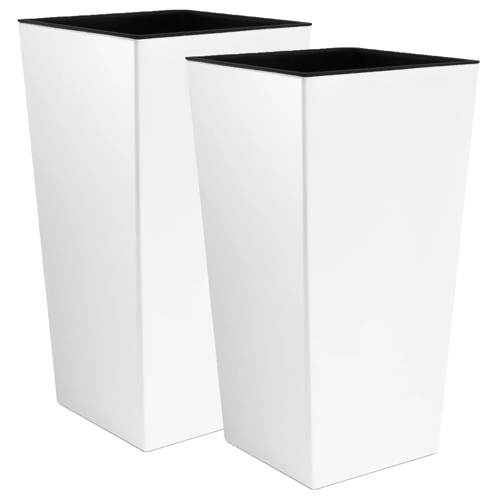 2 unidades de macetero zanvic urbi 26,6 litros de plástico fower pot con interior liner 27 x 27 x 50 cm blanco WELLHOME