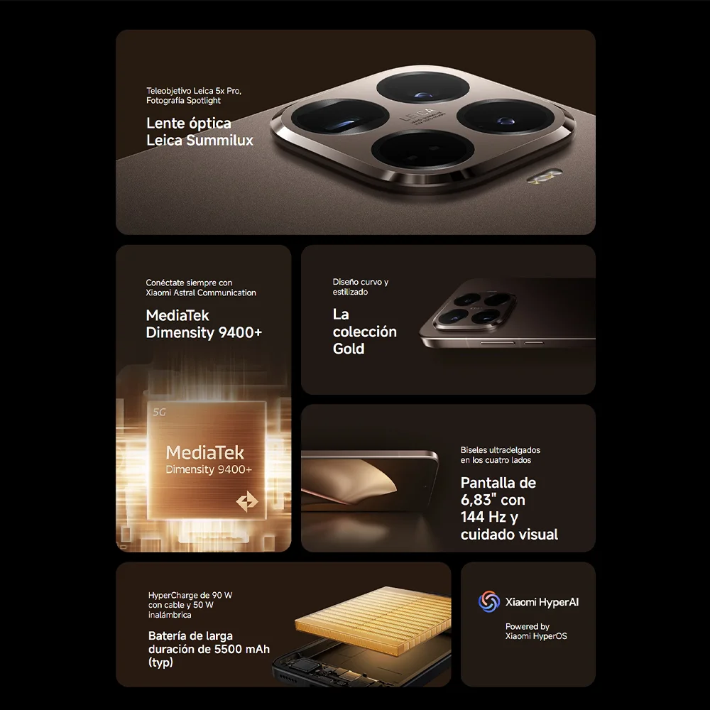 Xiaomi 15T Pro 5G smartphone with MediaTek Dimensity 9400+, 6.83'' display at 144 Hz, Leica 50MP camera, 5500 mAh battery, IP68 waterproof, dual SIM, running Xiaomi HyperOS 3 for optimal performance. #4