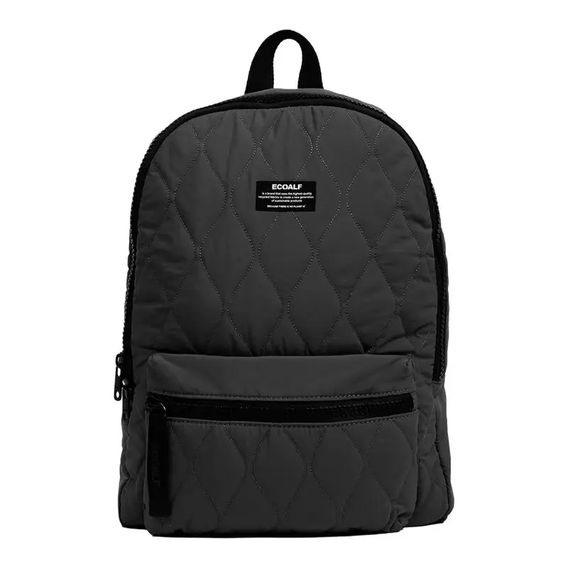 Mochila Negra Ecoalf Flock Backpack Black Amplia y Ligera