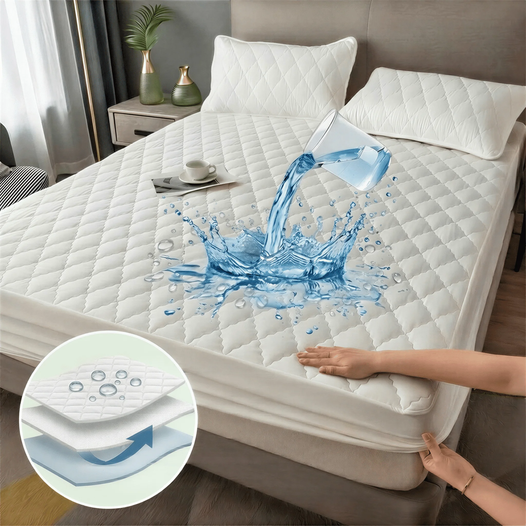 Protector de Colchón Acolchado Impermeable y Transpirable, 100% Polyester 🛏️