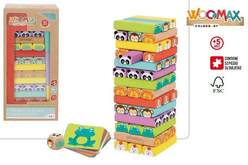Woomax Wooden Animal Blocks Game, educational board game for 2 players, made of quality wood, ideal for children's fun and learning, perfect for family entertainment and game nights. #3