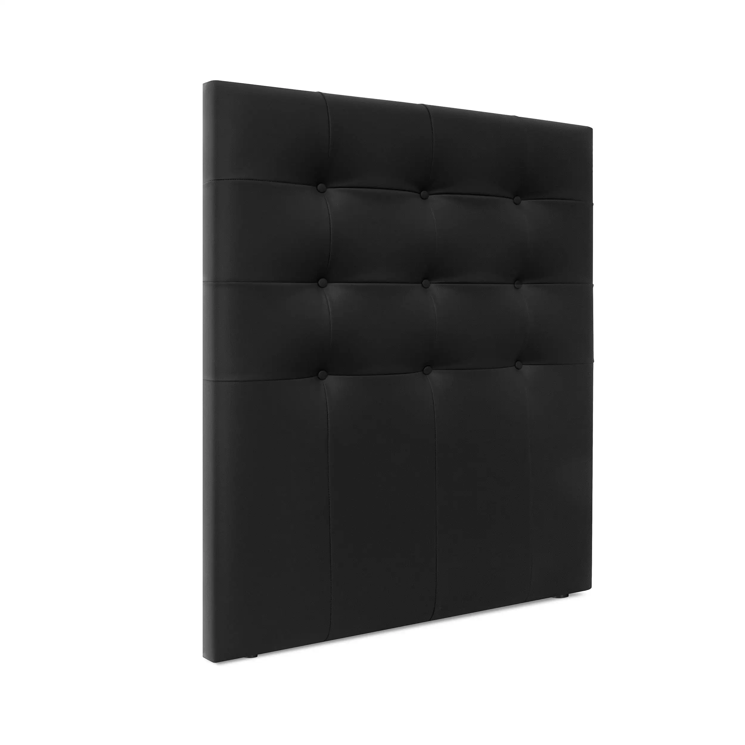 DHOME Cabecero Capitoné hasta el Suelo Cabezal 8cm tapizado ACUALINE Tela y Polipiel para Cama Dormitorio (Negro Polipiel)