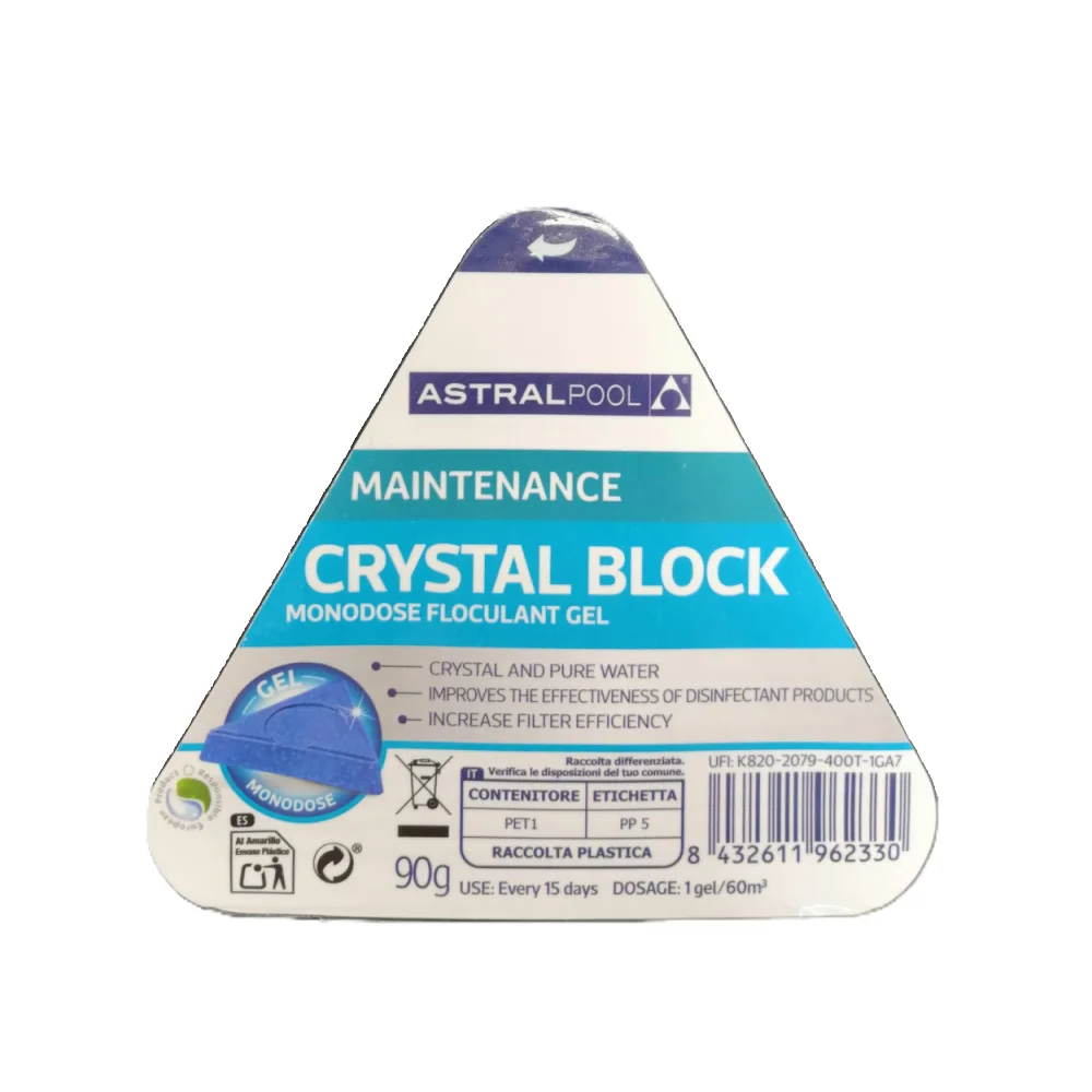 AstralPool Crystal Block 90g - Floculante Gel para Piscina – Producto Clarificador, Agua Cristalina, Mejora Rendimiento del Filtro
