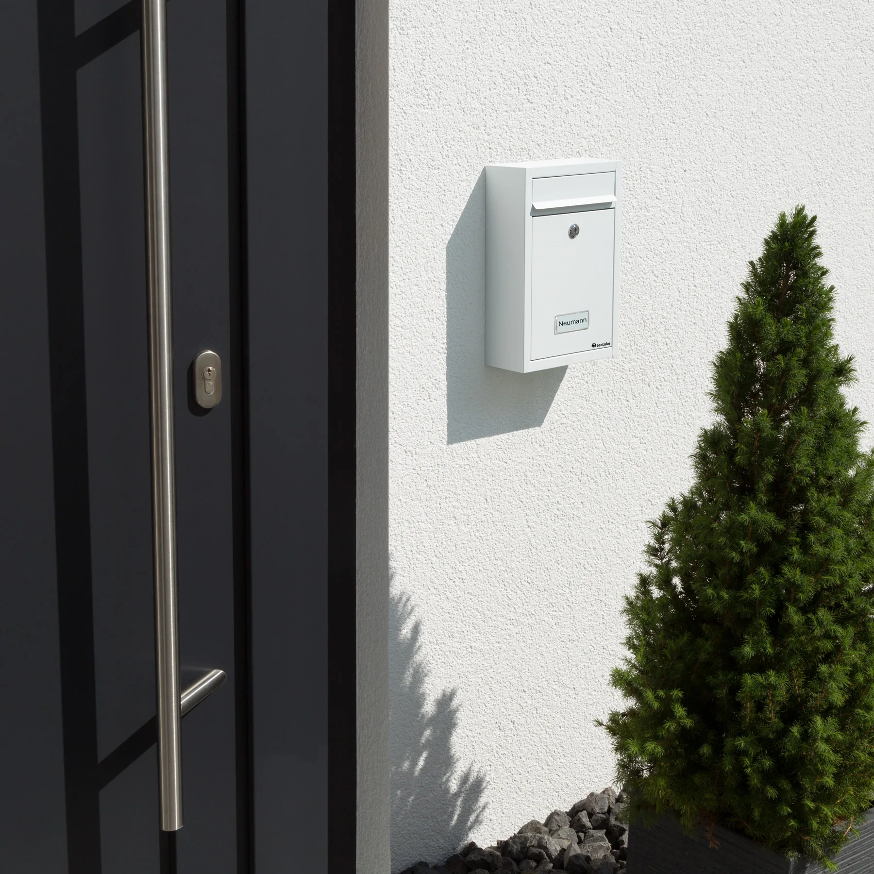 Tectake-Edwin Mailbox | Powder coated steel mailbox | Front with nameplate | Possibility to install several mailboxes together