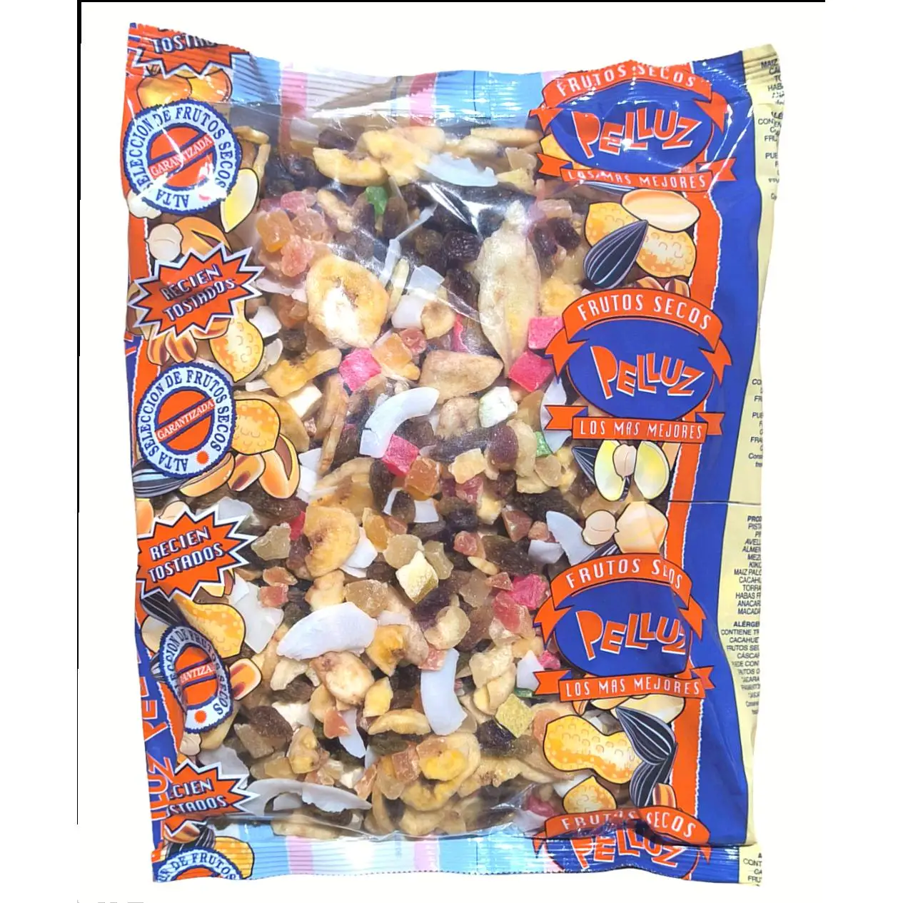Mezcla de Fruta Deshidratada 1Kg Macedonia Tropical - Snack Saludable y Delicioso - Papaya, Banana, Coco, Piña, Pomelo, Pasas - Marca Pelluz