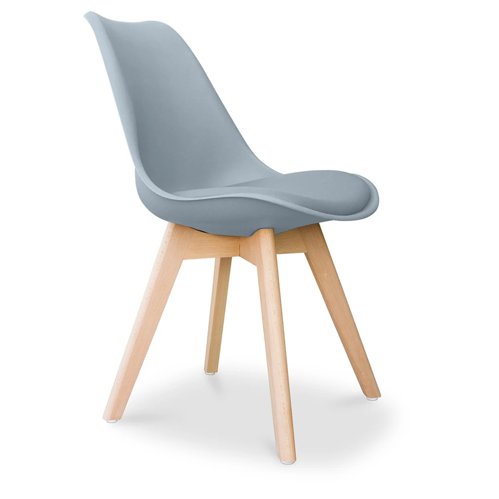 ORION91 Silla SIRIO Color Gris Claro Asiento Acolchado Piel Sintética y Patas Haya 54x81x48cm Comedor Oficina Salón Teletrabajo Cocina - SpazioLuzio