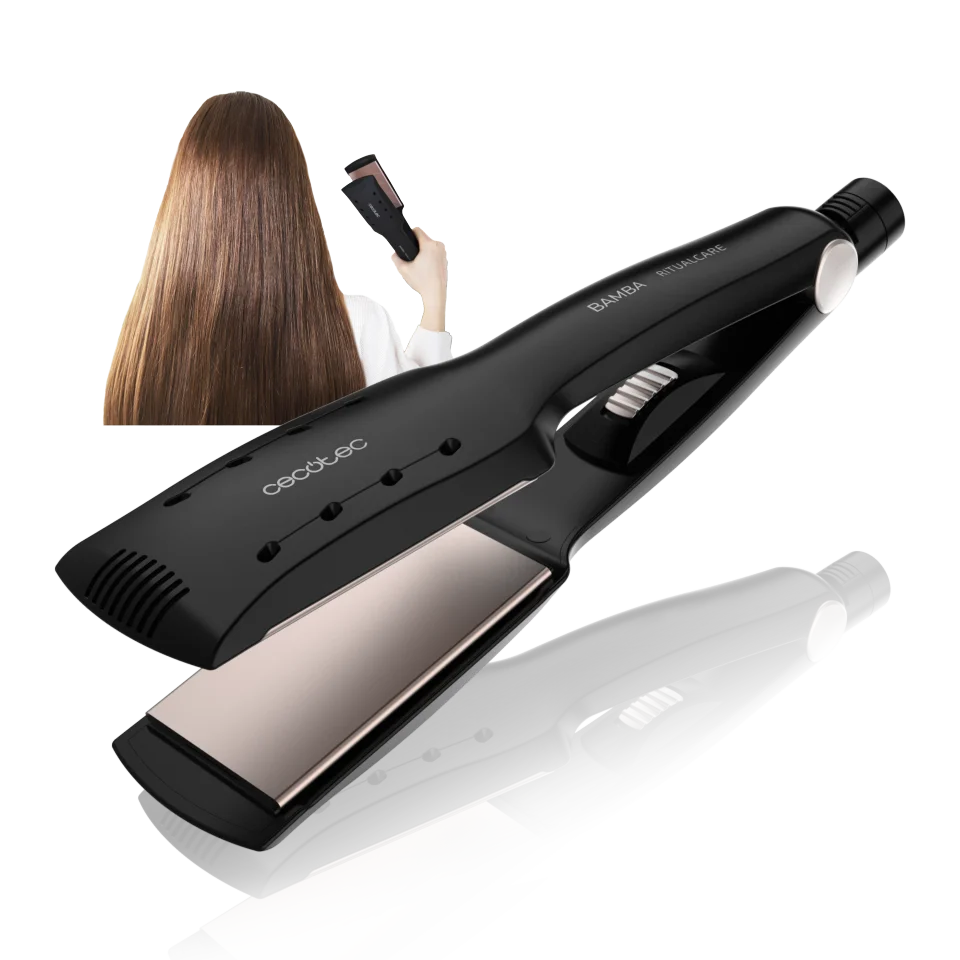 Bamba RitualCare Wet & Dry wide plate hair straightener 55 W Keratin Argan Oil Coating 210 °C Wet Dry Hair XL 3D Plate 3m Cable