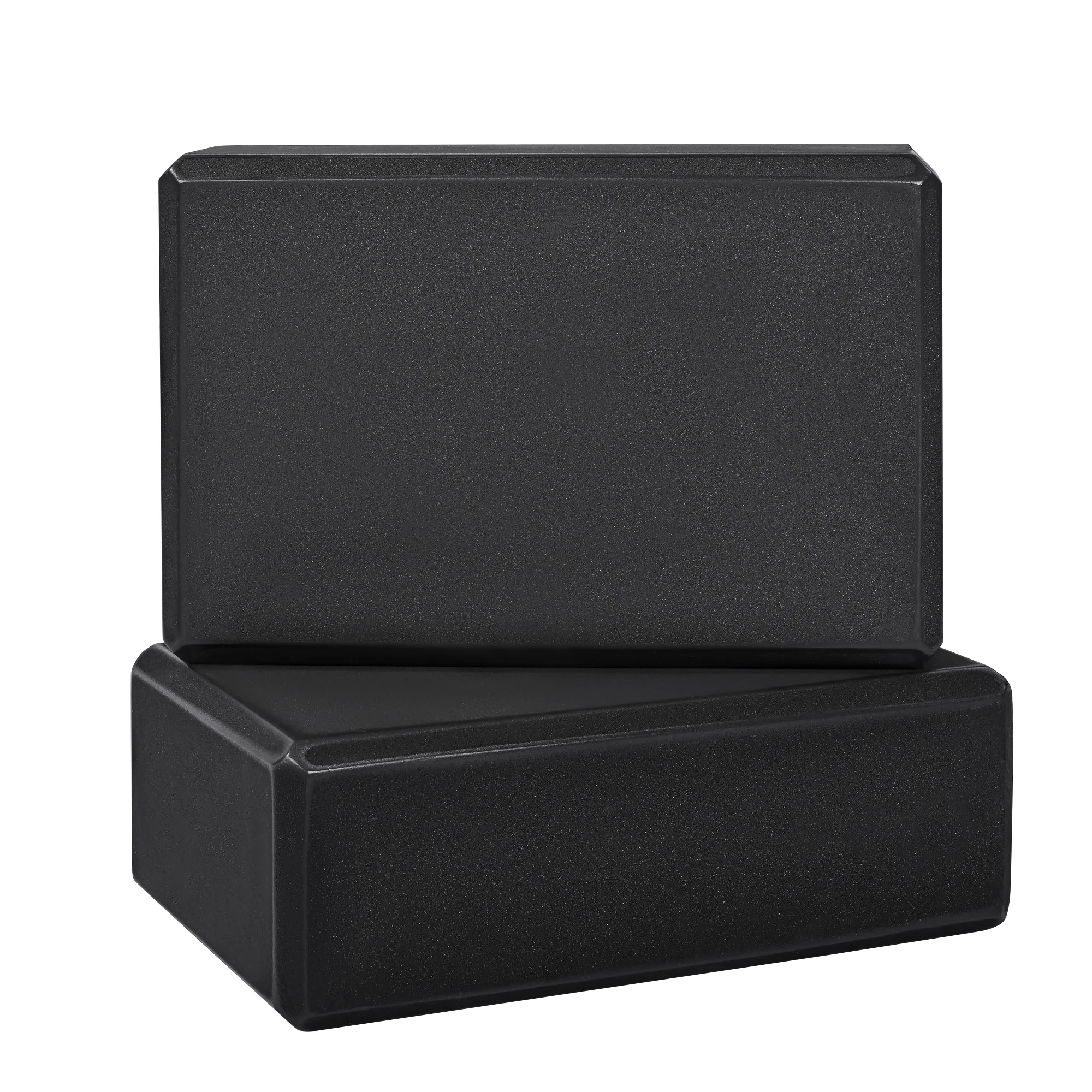 T-LoVendo Bloques de Yoga 2 Unidades de Espuma EVA Antideslizantes | Set de 2 Ladrillos para Pilates, Estiramientos y Meditación | Ligero, Resistente y de Alta Densidad – Color Negro | 15x23x7,5cm