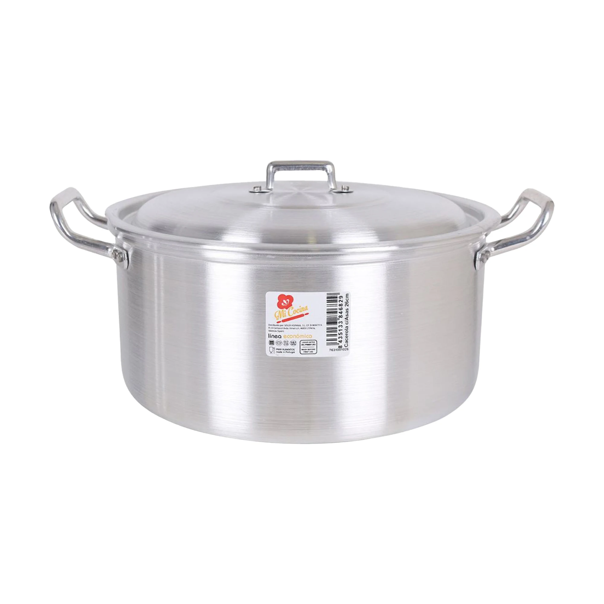 UD - Cacerola de Aluminio con Tapa y Dos Asas – Variedad de Tamaños | Calidad y Precio Increíbles | Cocina Fácil y Duradera