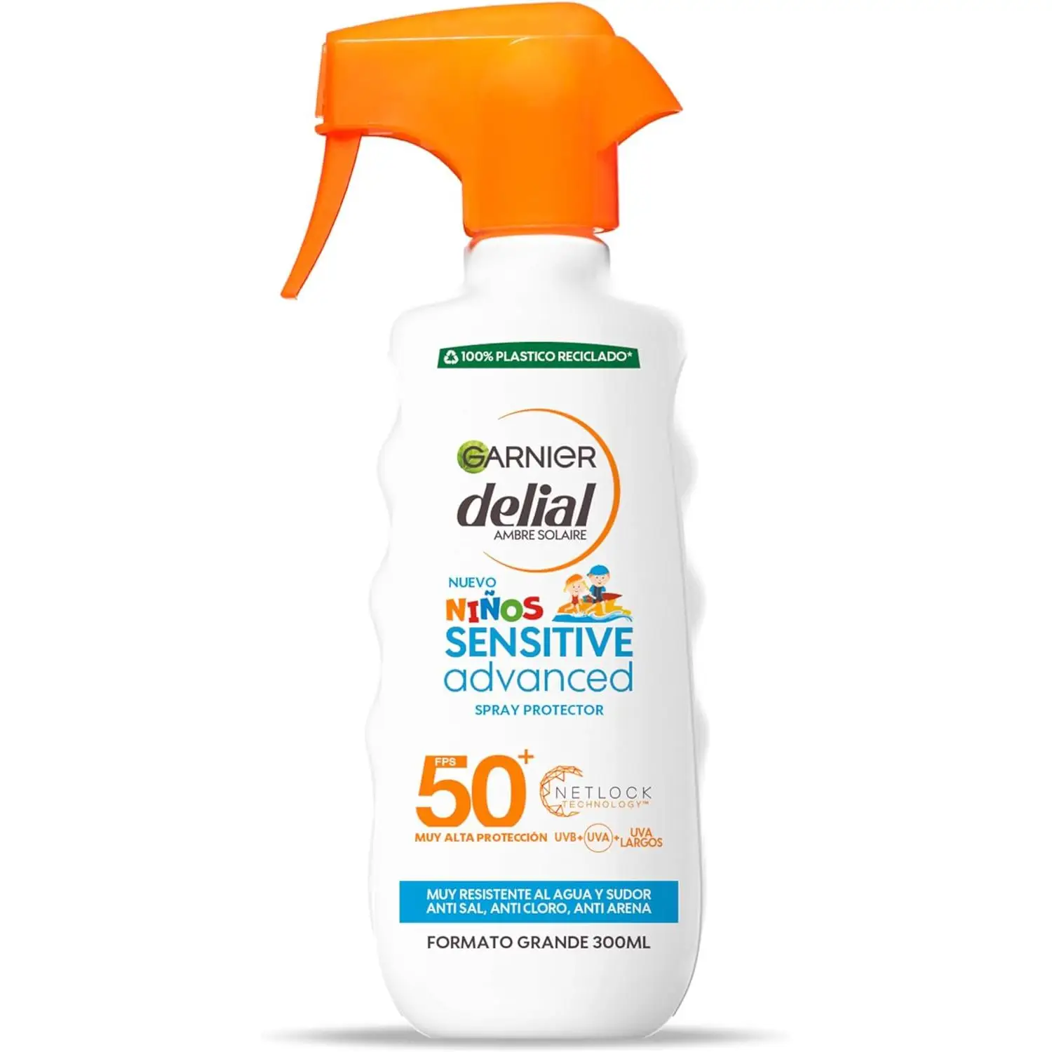 Garnier Protector Solar Spray Niños, Delial Resistente al Agua SPF50+,270 ml,Sensitive Advanced protector solar