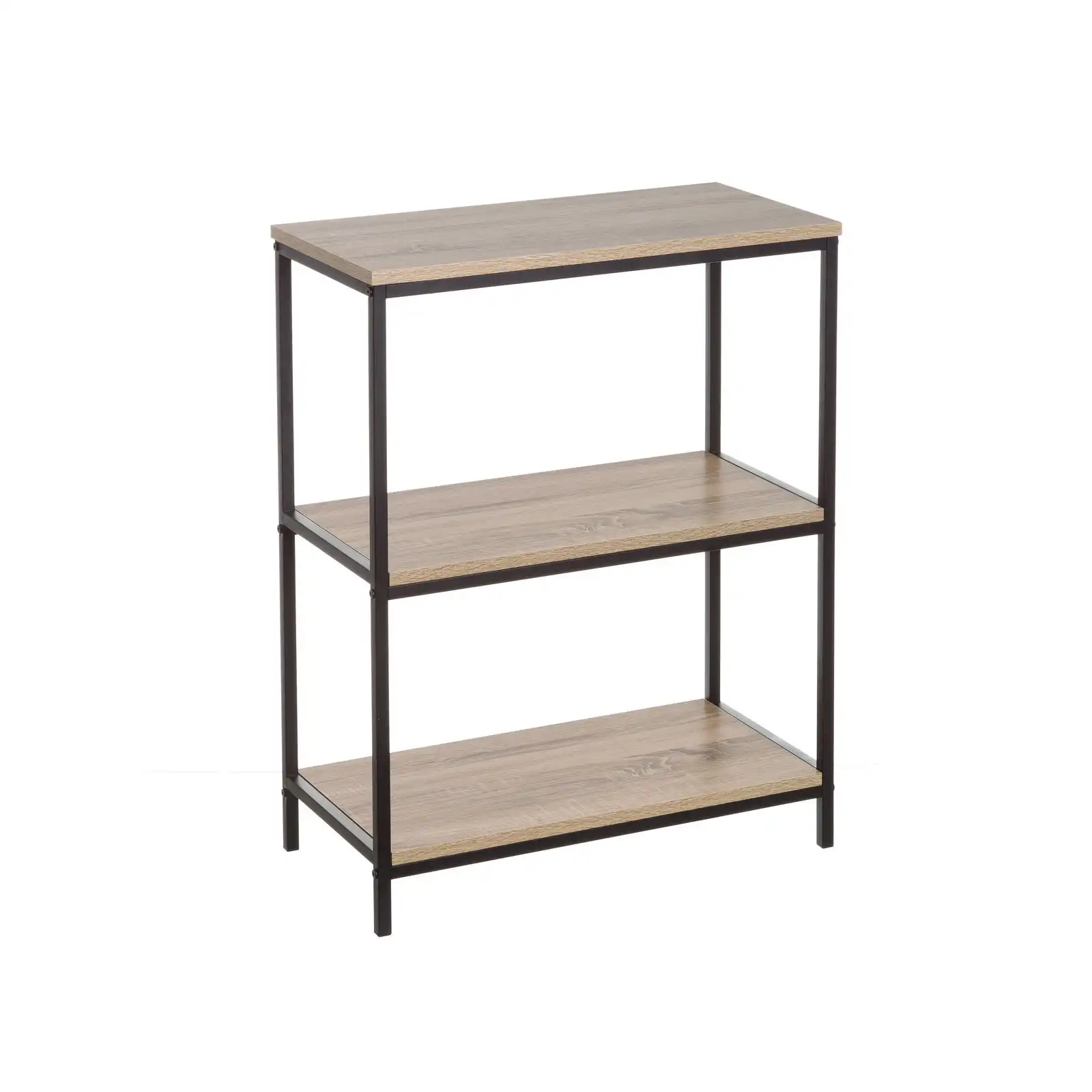 Lola Home Estantería con 3 baldas de metal negra de 76x60x30 cm