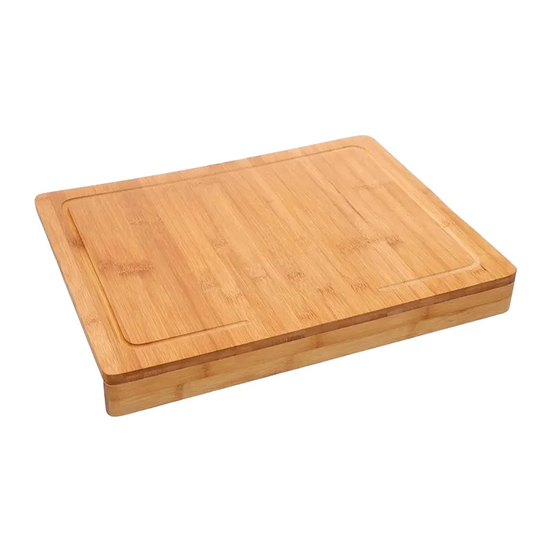 Tabla Cortar con Borde para Encimera,Tablas Modernas para Preparar, Cortar, Trocear, Picar, Cocina, Rectangular, Grande, Bambú, 45*35 cm/35*25cm, Marrón