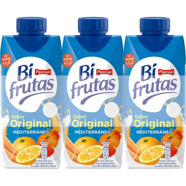 Pack de 4 Pascual Bi Frutas Mediterráneo Zumo De Frutas Con Leche - 3 X 330 ml