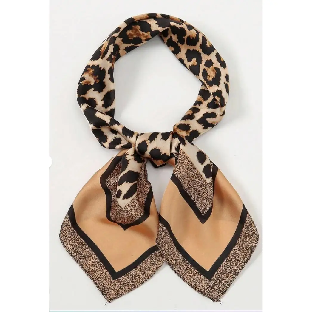 Panuelo de tacto seda estampado LEOPARDOS para Mujeres, Pañuelo Cuadrado para el Cuello, Bufanda y Fulares Panuelos, Pañuelo de Bolsillo, 70x70cm