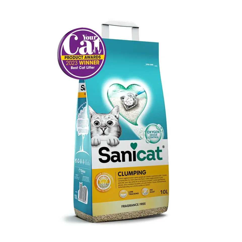 Sanicat - Arena para Gatos Aglomerante Clumping Sin perfume, patas y los suelos limpios 10 Litros