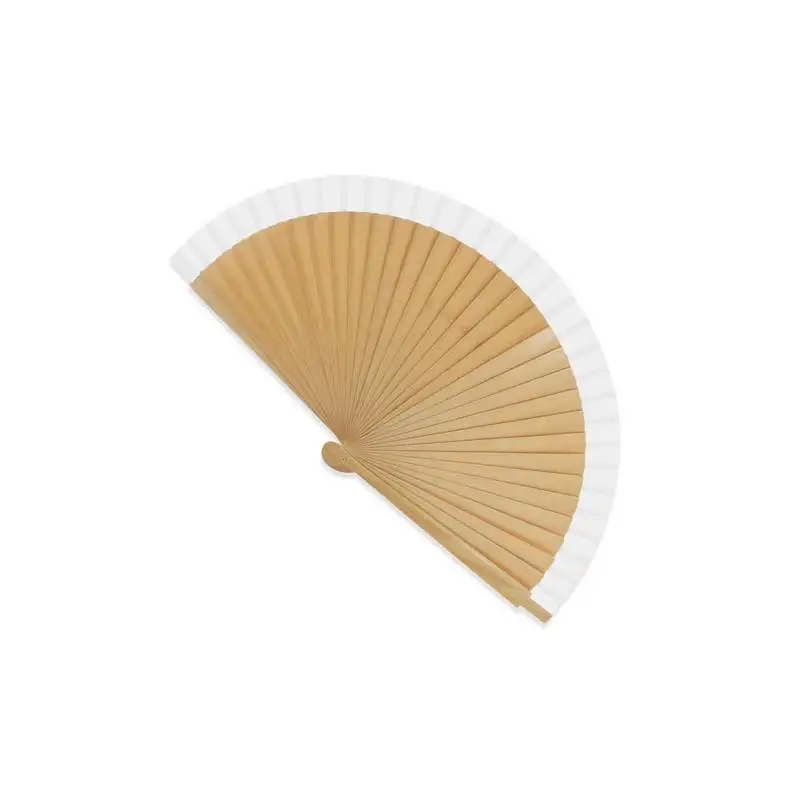Disok Lote 20 Abanicos de Madera con Borde de Tela Blanco Elegantes - Detalles de Boda y Regalos para Fiestas