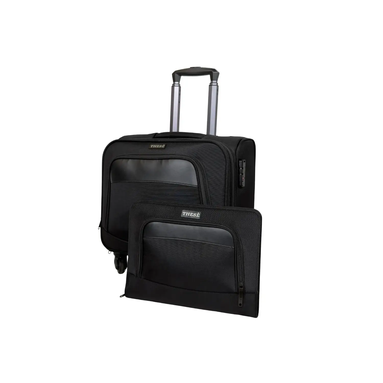 Maleta de trabajo con ruedas para portátil 43 x 25 x 37 cm 4 ruedas 360 ° Compartimento acolchado para PC/tablet, organizador de negocios, cerradura TSA, compartimento para ropa + carpeta de