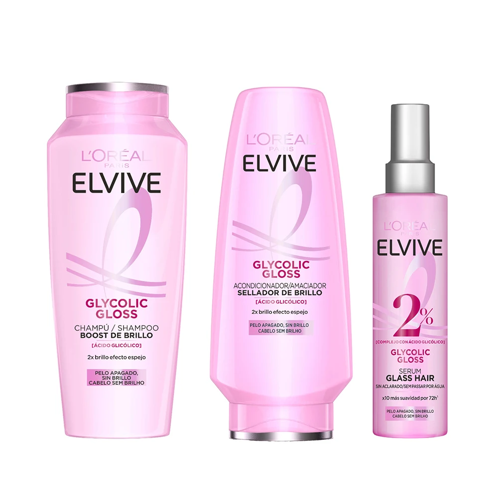 L'Oréal Paris | Rutina Glycolic Gloss Core Boost de Brillo enriquecido con ácido glicólico. Rutina de Champú… — oferta en AliExpress