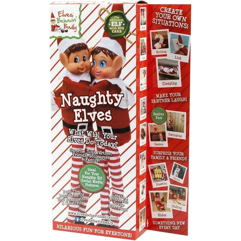 Colorbaby - elves behavin badly - set of 2 30cm elf plush toys with soft body and vinyl head for children - gift of 1 accessory #1