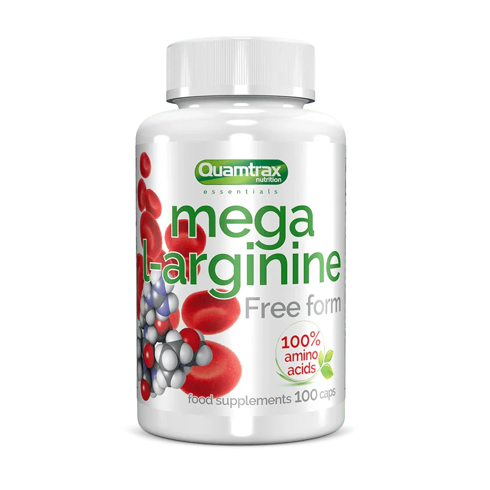 Quamtrax Nutrition Mega L-Arginine – 100 cápsulas | L-arginina libre 3 150 mg por dosis