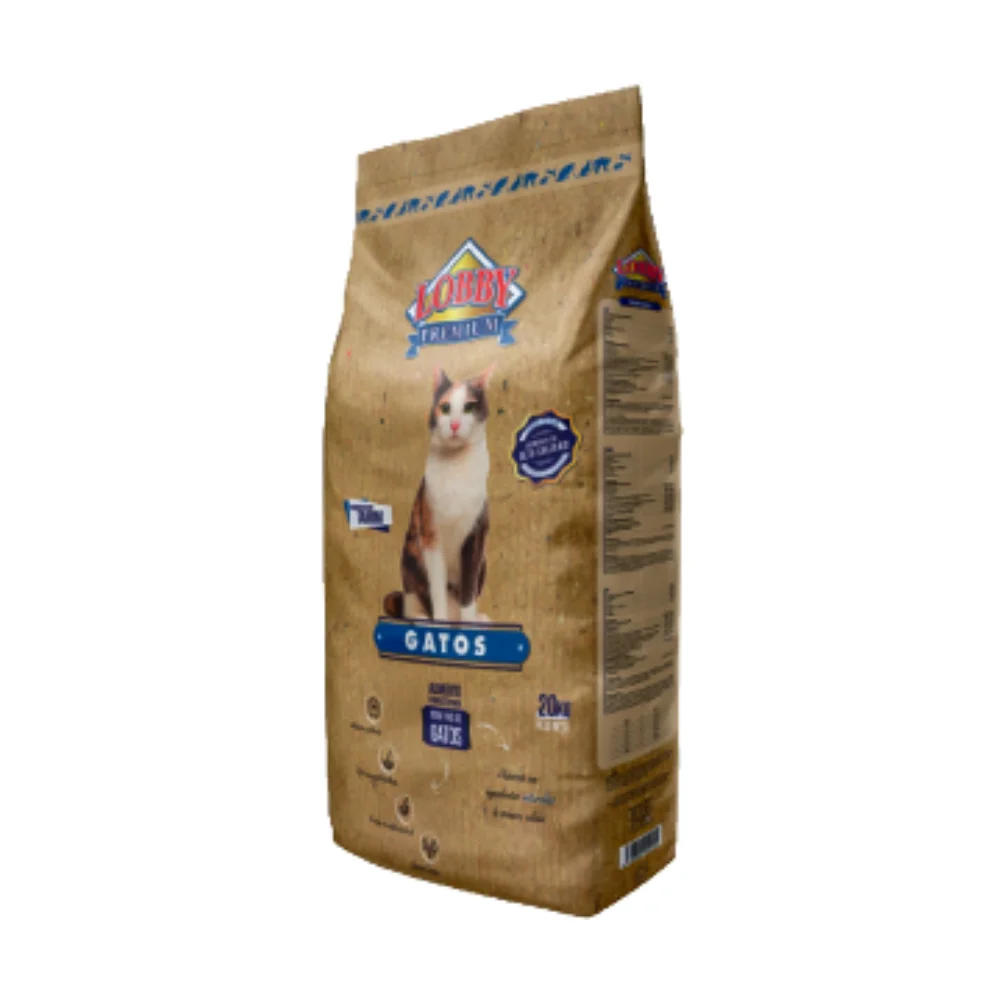 Alimento natural para gatos adultos LOBBY 20Kg.  Nutrición óptima en deliciosas croquetas.