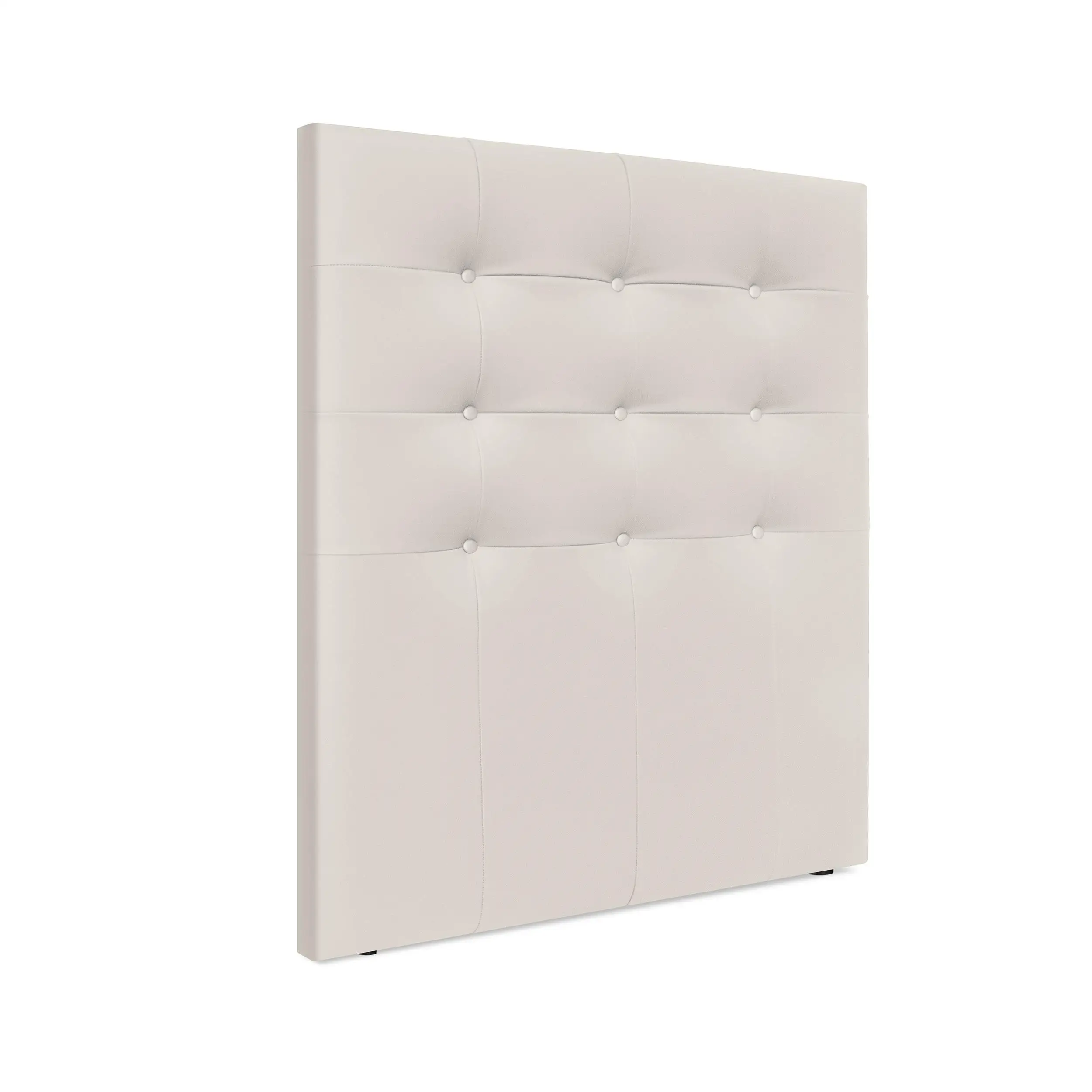 DHOME Cabecero Capitoné hasta el Suelo Cabezal 8cm tapizado ACUALINE Tela y Polipiel para Cama Dormitorio (Blanco Hueso Polipiel)