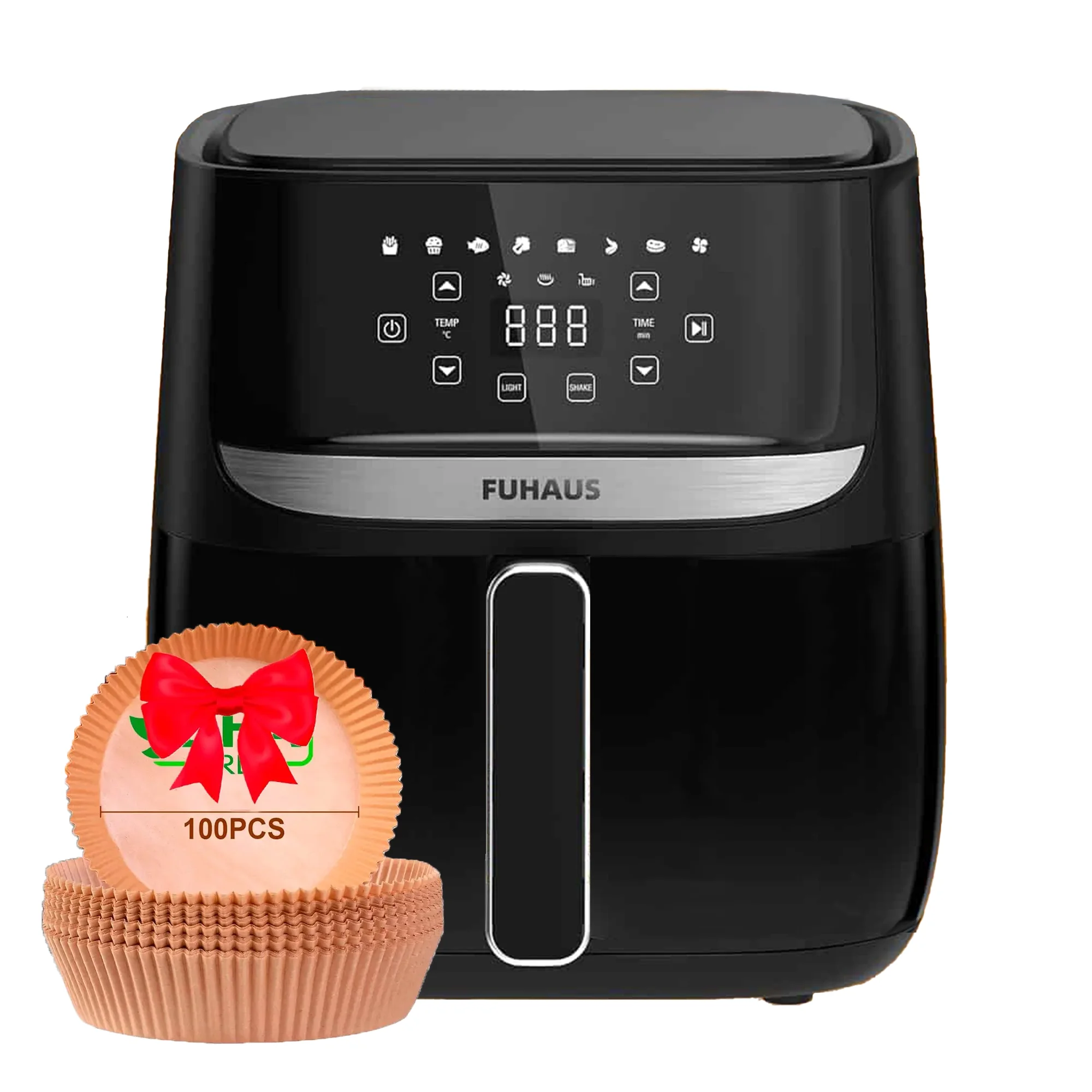 Air Fryer Air Fryer FUHAUS AF600A-W 6L Non-stick Basket and Recipe Manual + Gift 100 Pins Fryer Paper