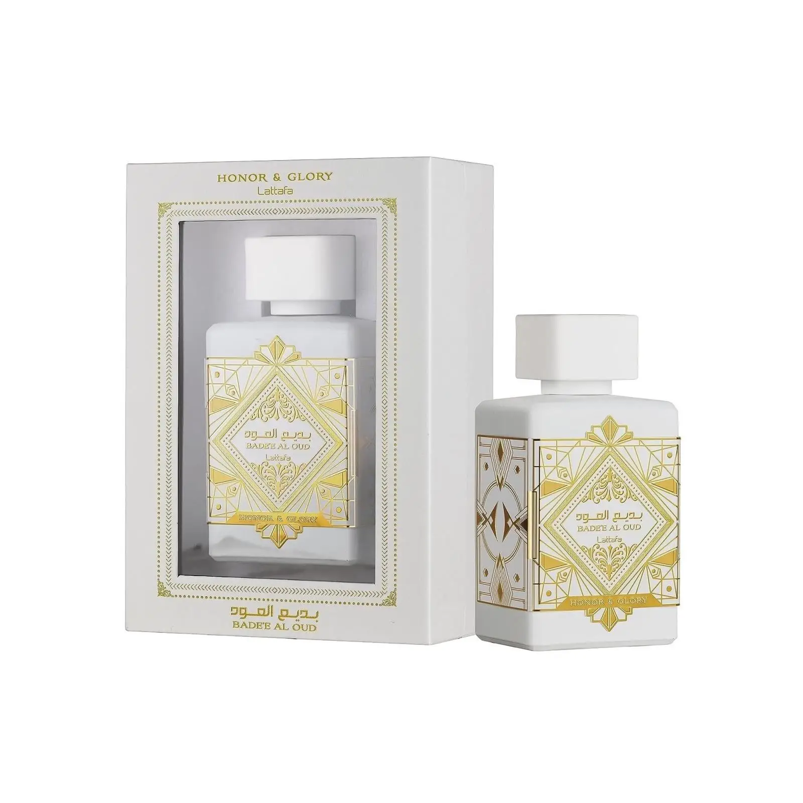 Perfume Árabe Badee Al Oud Honor & Glory 100 ml de Lattafa – Unisex, intenso y sofisticado con notas amaderadas y ámbar.