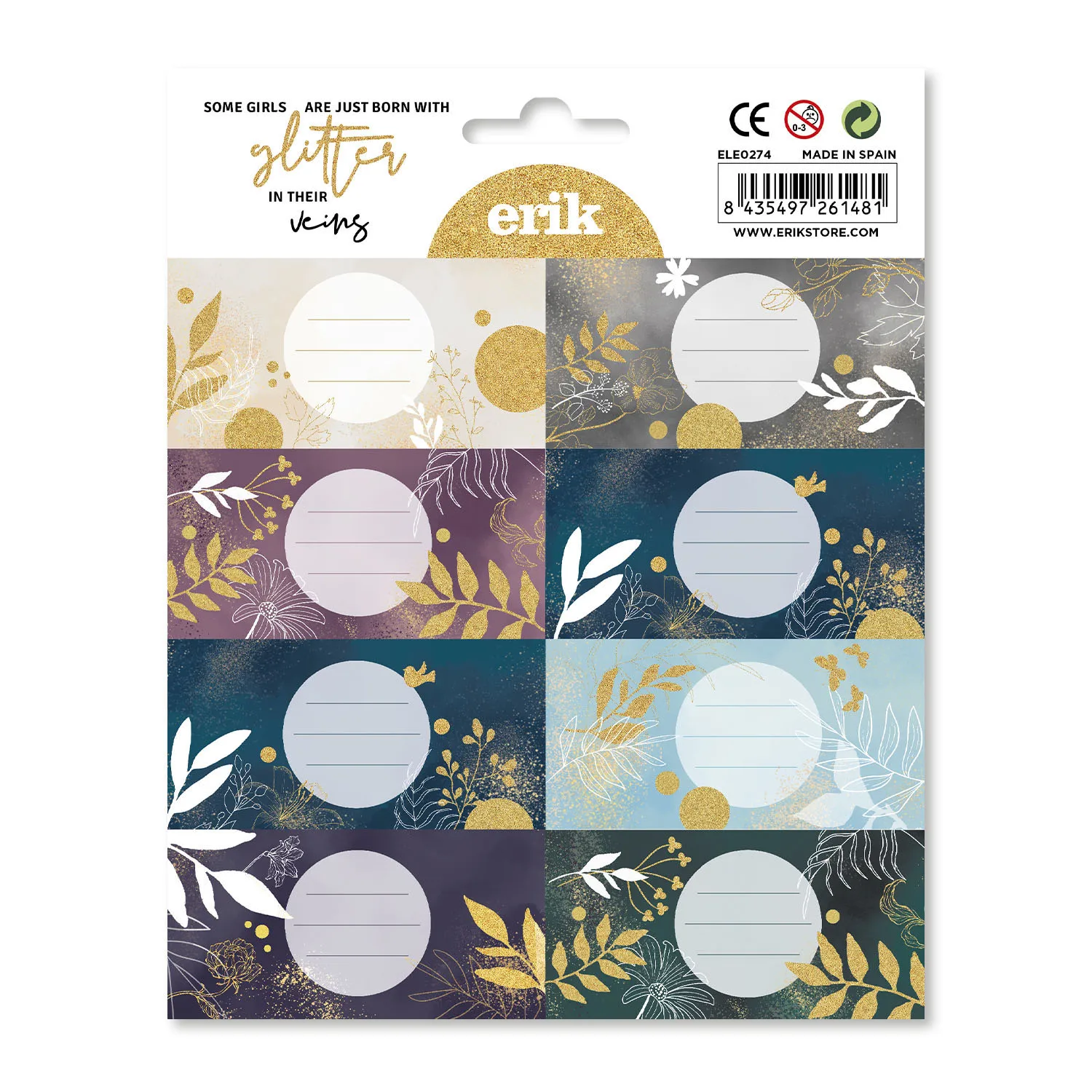 Etiquetas adhesivas glitter