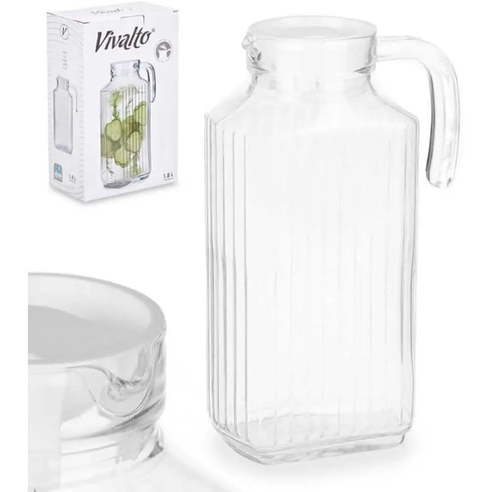 C.A - Jarra de Vidrio 1,8 L 🍶 | Diseño Elegante | Ideal para Agua, Zumos y Bebidas Frías | Uso Diario