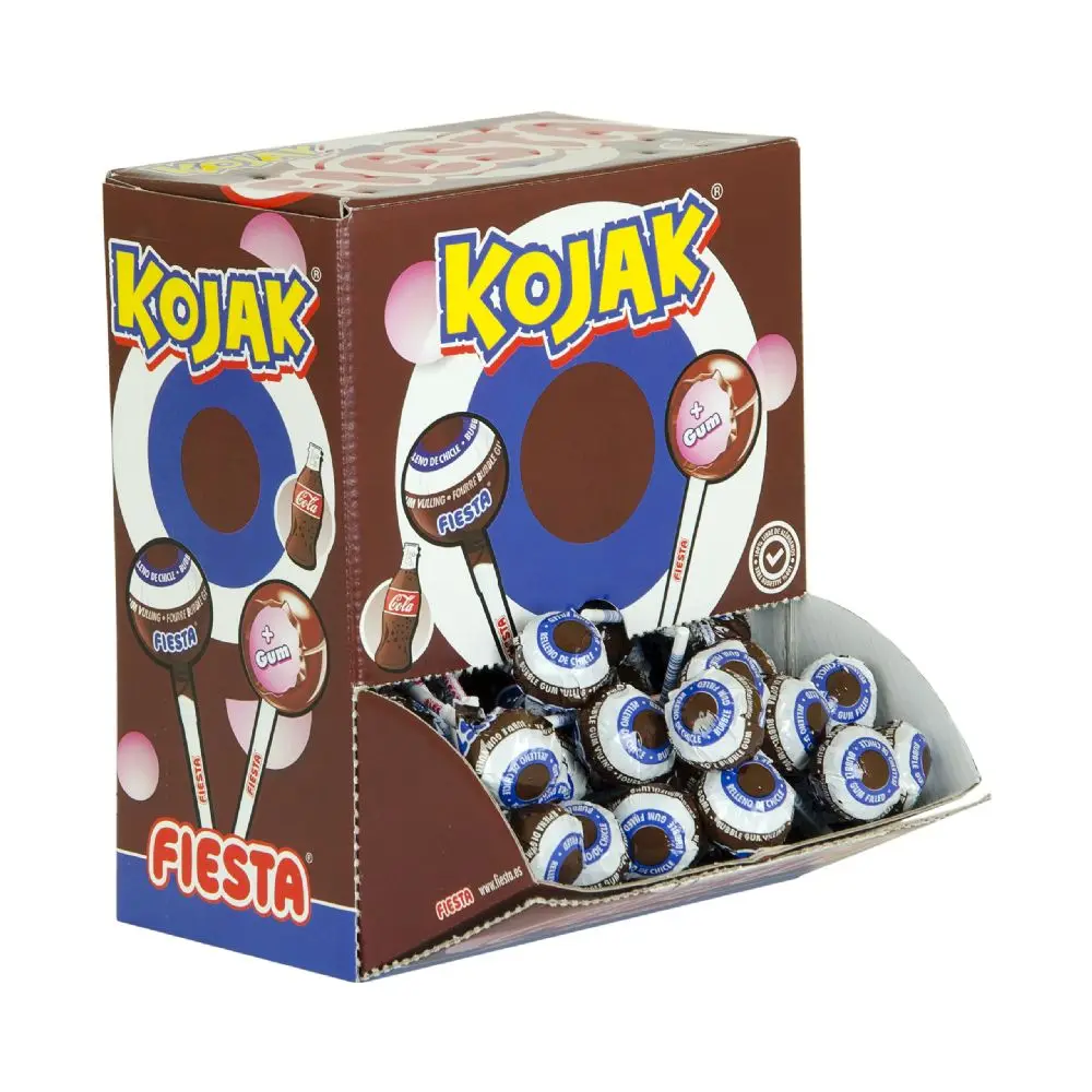 Fiesta CHUPA CHUPS KOJAK con Chicle Sabor Cola 100 Unds Sin Gluten