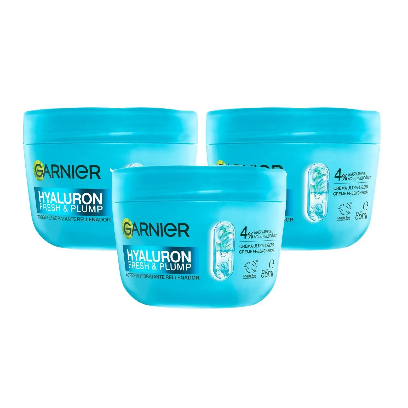 Garnier | Sorbete Hidratante Rellenador Hyaluron Fresh & Plump 3x85ml