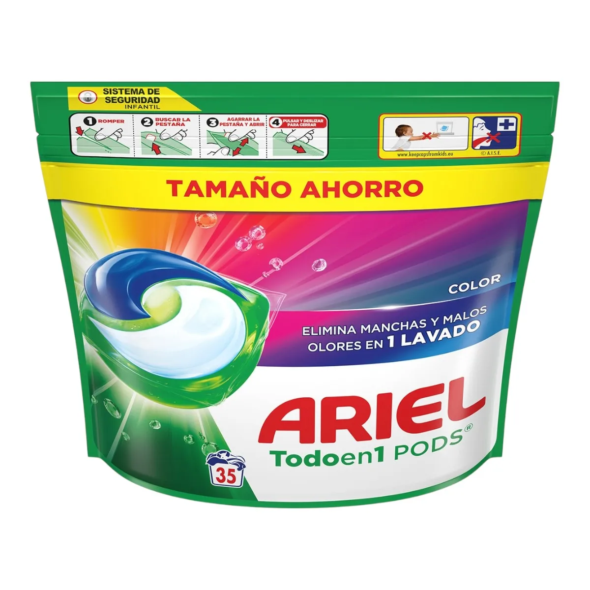 Ariel Todo En 1 PODS Color – 35 cápsulas | Detergente en cápsulas para ropa de color, elimina manchas y malos olores en 1 lavado, protege el color, eficaz incluso en agua fría